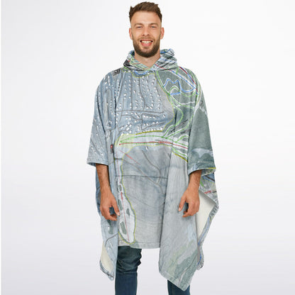Holimont, New York Ski Resort Map Flannel Blanket Poncho