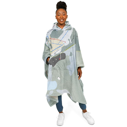 Alta Sierra, California Ski Resort Map Flannel Blanket Poncho