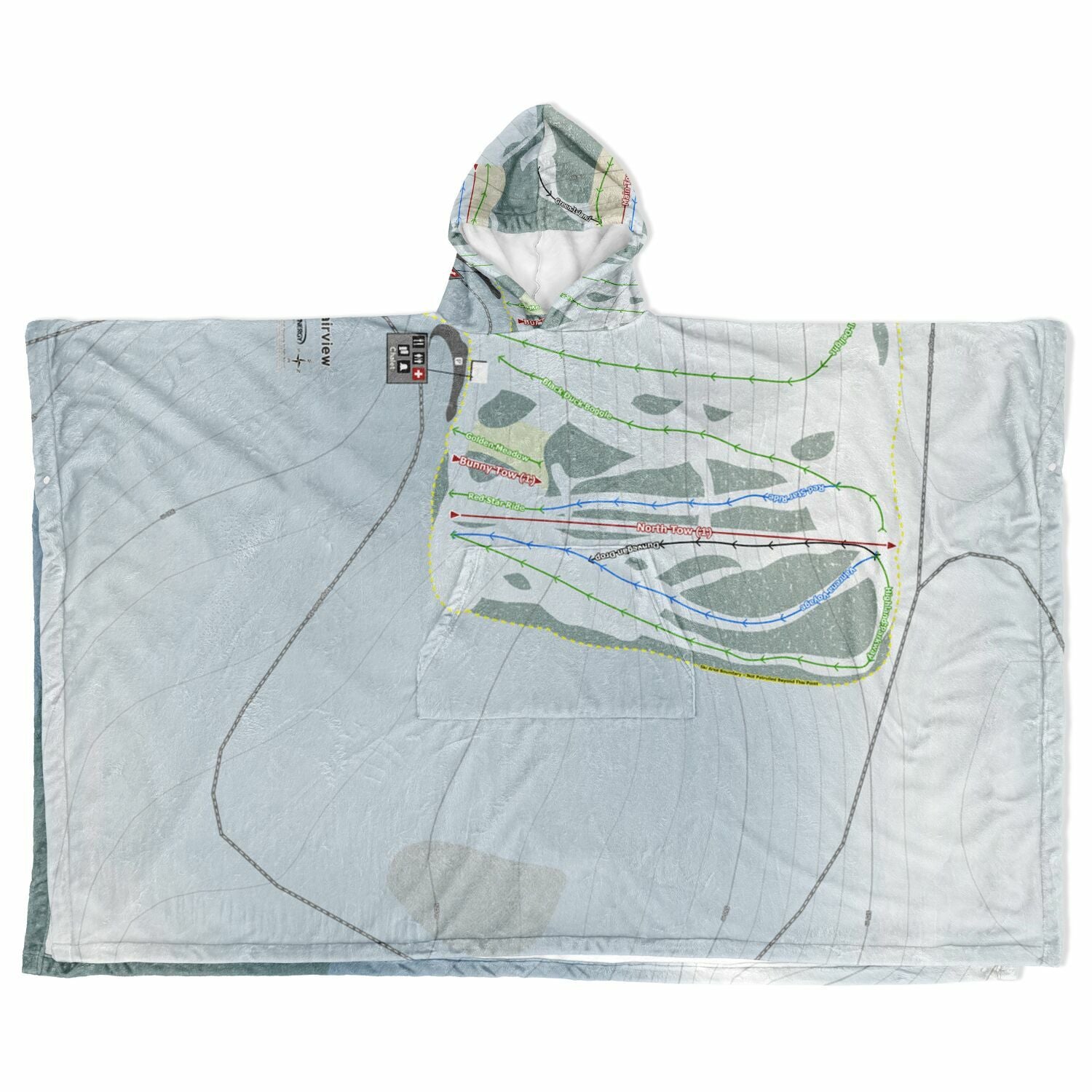 Fairview, Alberta Ski Resort Map Flannel Blanket Poncho