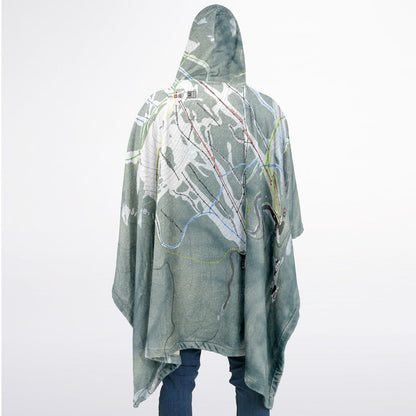 Mt Spokane, Washington Ski Resort Map Flannel Blanket Poncho