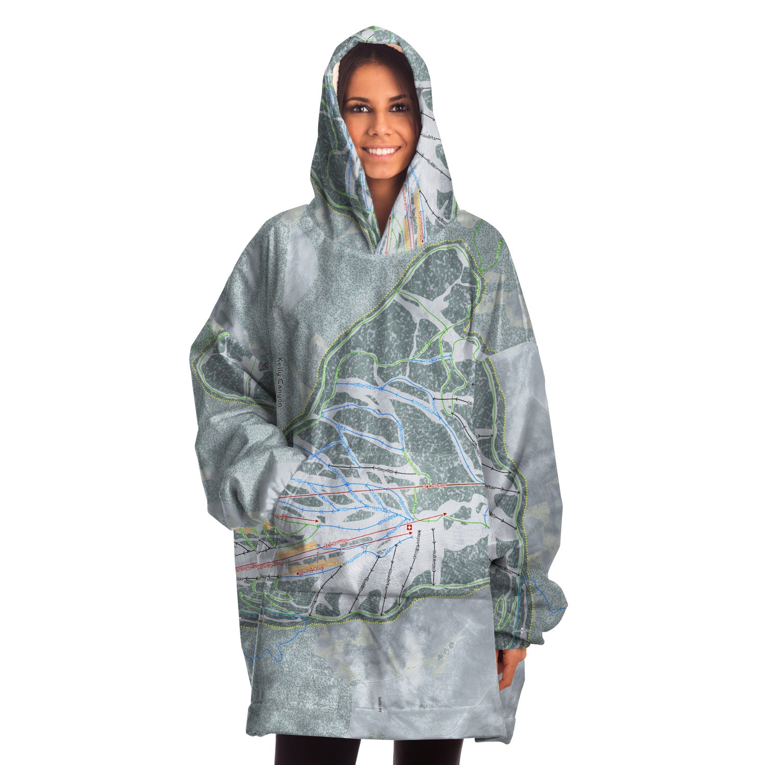 Kelly Canyon, Idaho Ski Trail Map Snug Hoodie