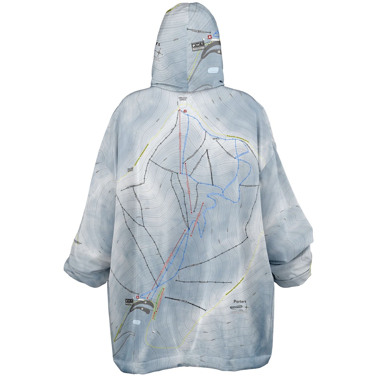 Porters, New Zealand Ski Trail Map - Snug Hoodie - Powderaddicts