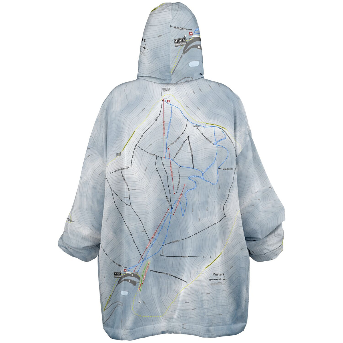 Porters, New Zealand Ski Trail Map - Snug Hoodie