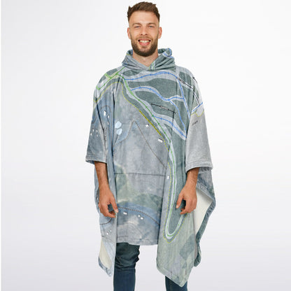 Swain, New York Ski Resort Map Flannel Blanket Poncho