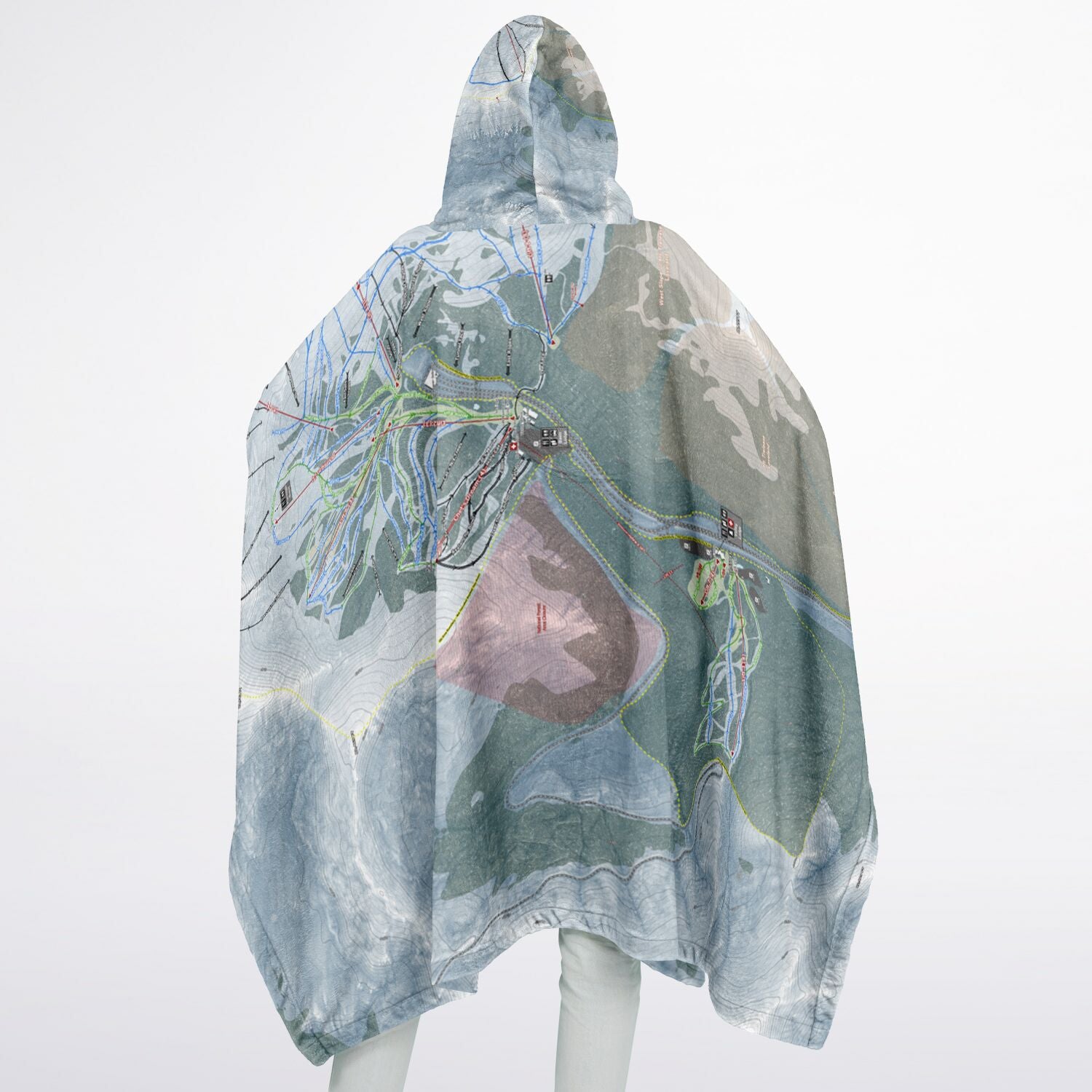 Loveland, Colorado Ski Resort Map Flannel Blanket Poncho