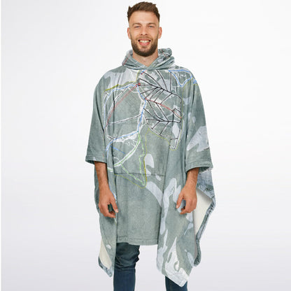 Discovery, Montana Ski Resort Map Flannel Blanket Poncho