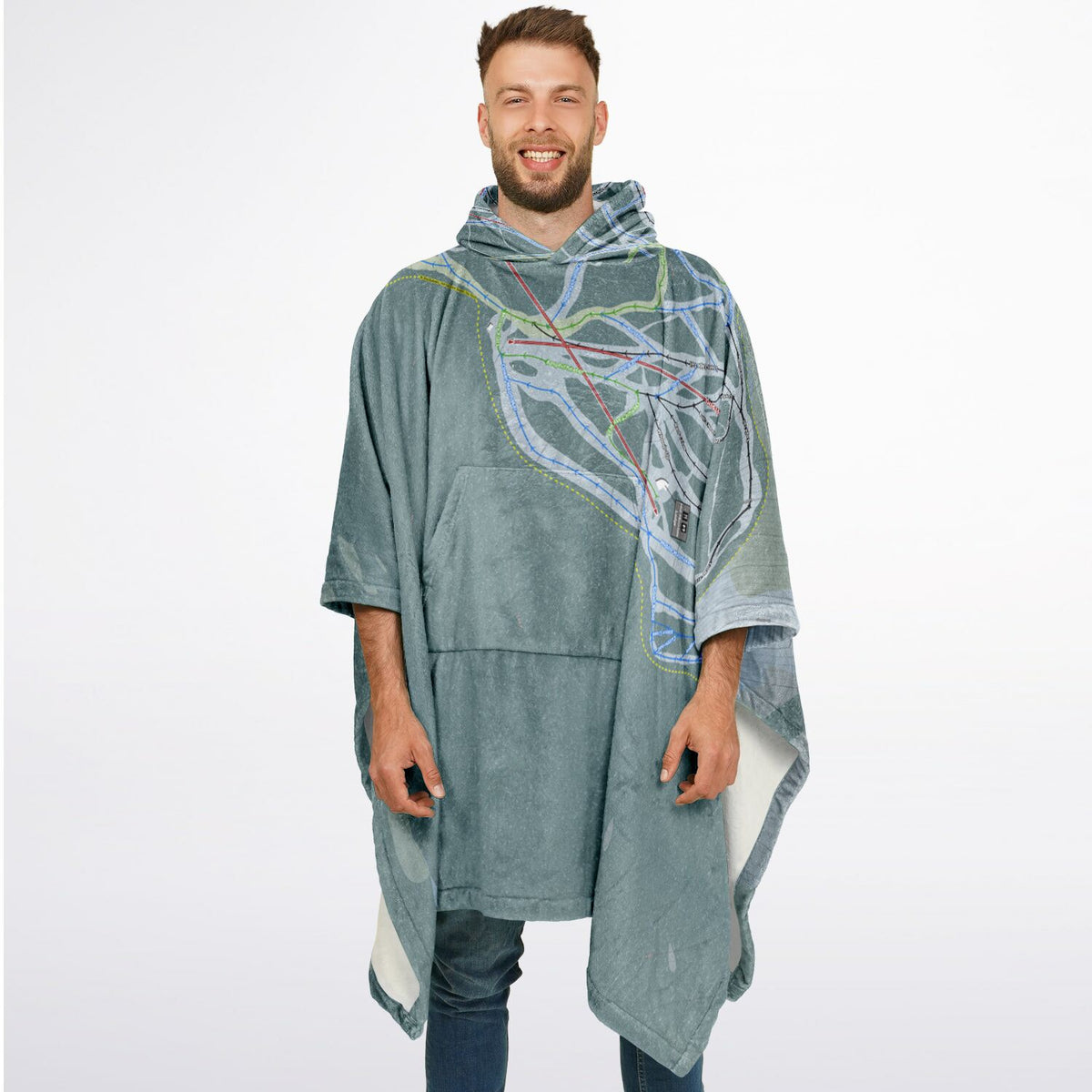 Nakiska, Alberta Ski Resort Map Flannel Blanket Poncho