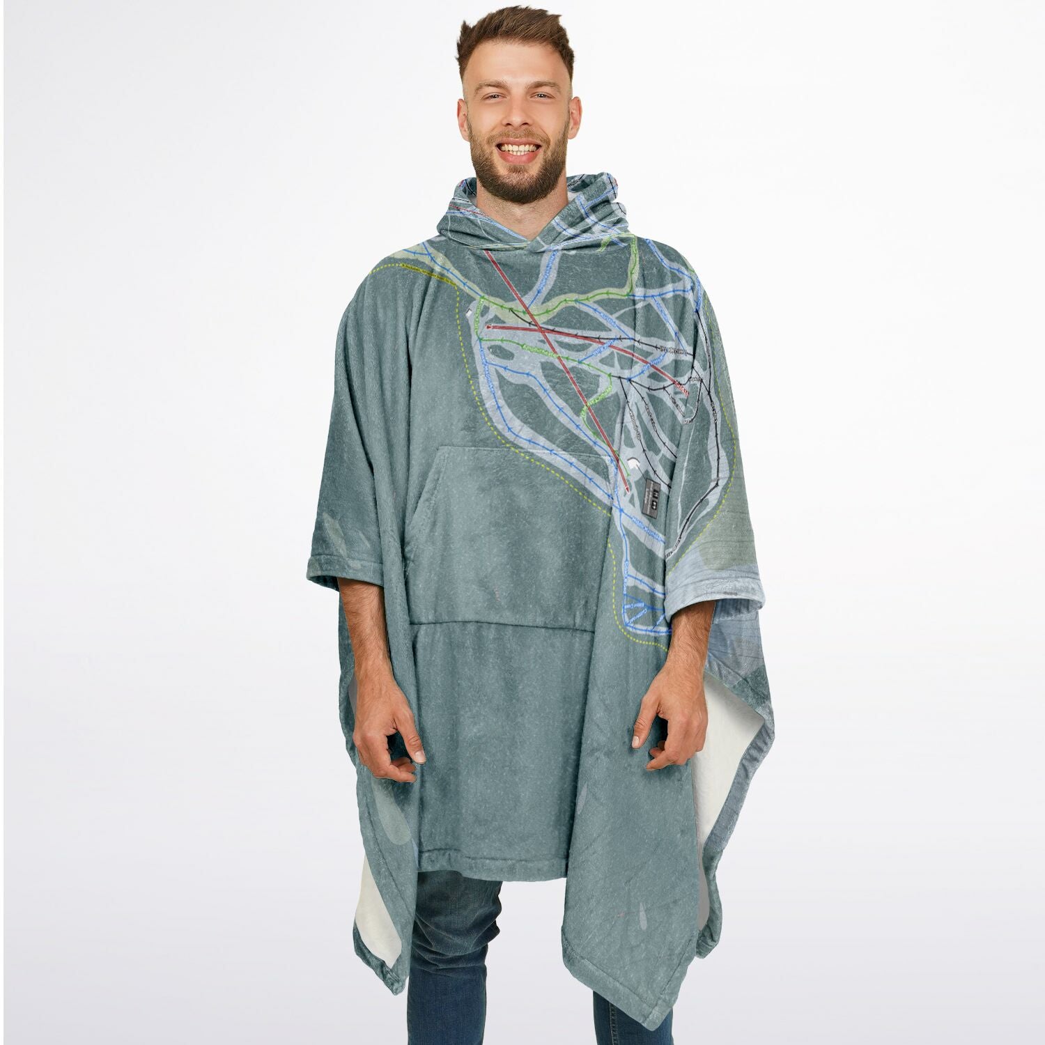 Nakiska, Alberta Ski Resort Map Flannel Blanket Poncho