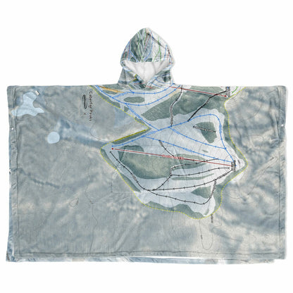 Caberfae Peaks, Michigan Ski Resort Map Flannel Blanket Poncho
