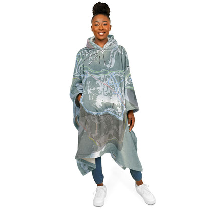 Red Mountain, British Columbia Ski Resort Map Flannel Blanket Poncho