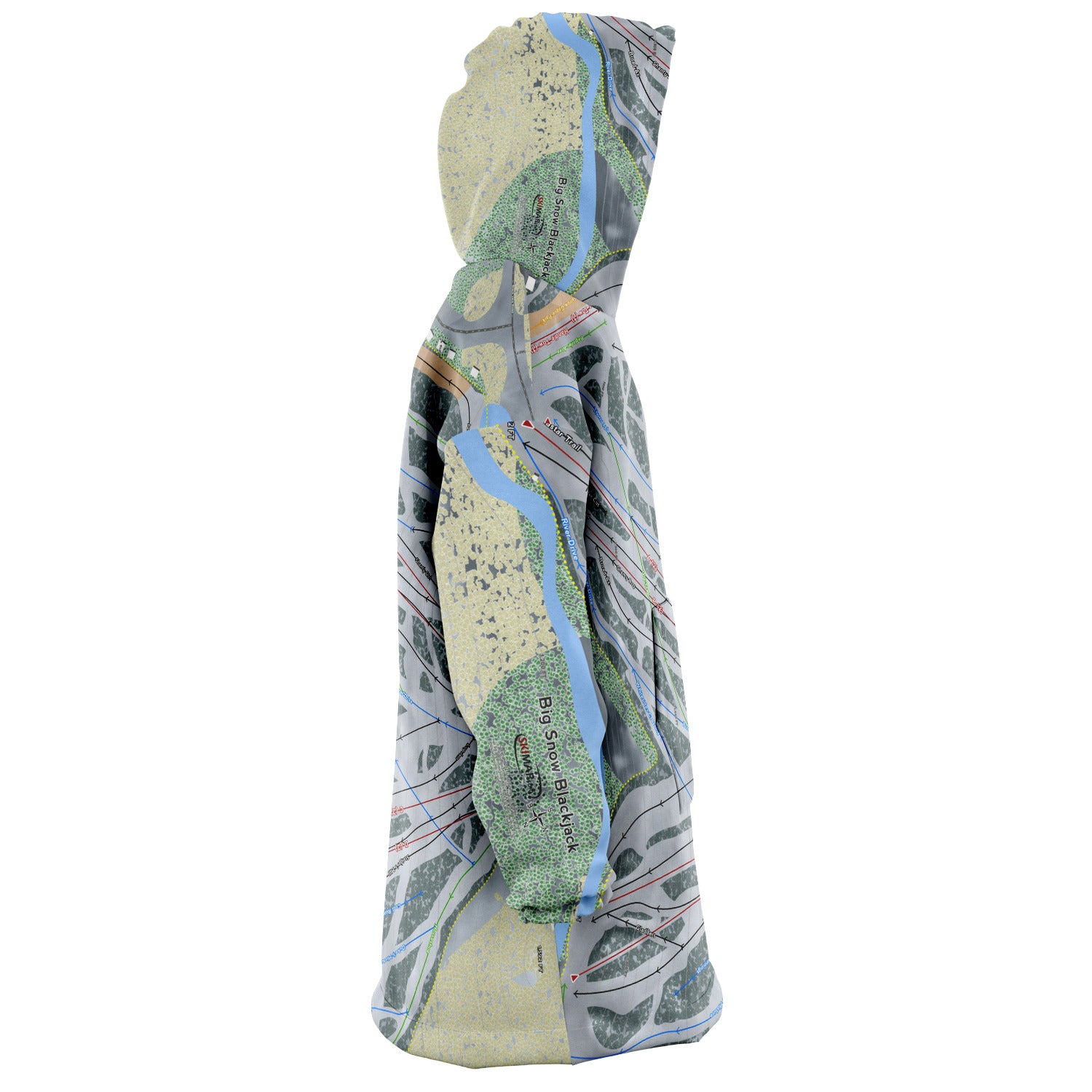 Big Snow BlackJack, Michigan Ski Trail Map Snug Hoodie