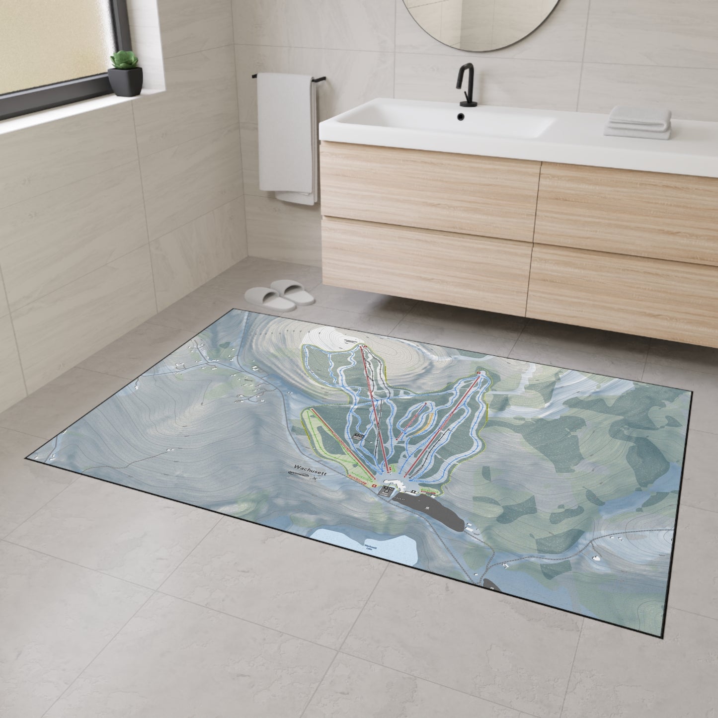 Wachusett Mountain, Massachusetts Ski Resort Map Heavy Duty Floor Mat