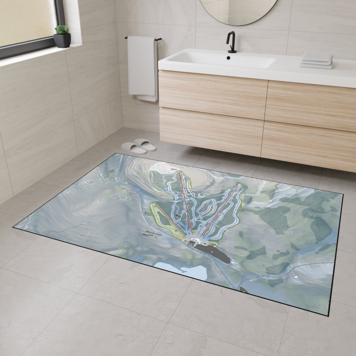 Wachusett Mountain, Massachusetts Ski Resort Map Heavy Duty Floor Mat