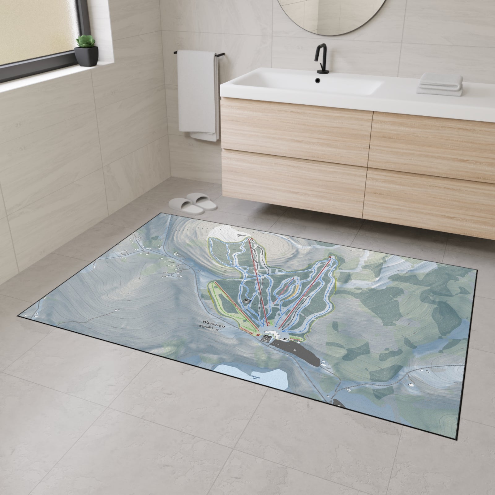 Wachusett Mountain, Massachusetts Ski Resort Map Heavy Duty Floor Mat