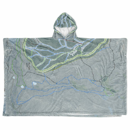 Sunlight, Colorado Ski Resort Map Flannel Blanket Poncho