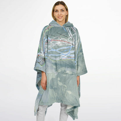 Waterville Valley, New Hampshire Ski Resort Map Flannel Blanket Poncho