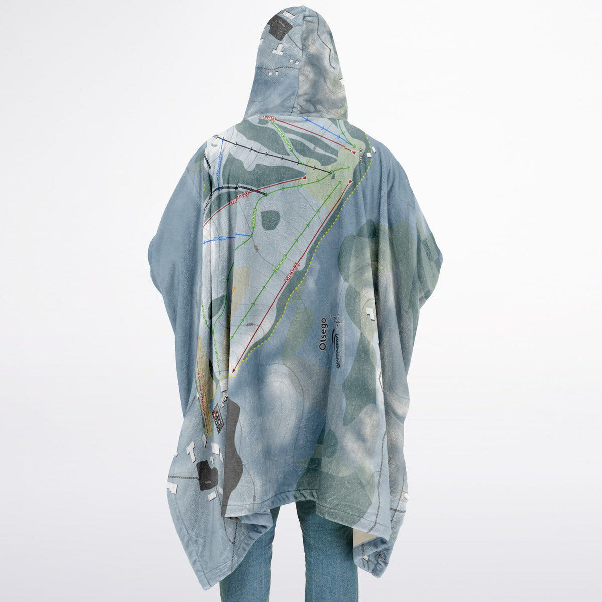 Otsego, Michigan Ski Resort Map Flannel Blanket Poncho