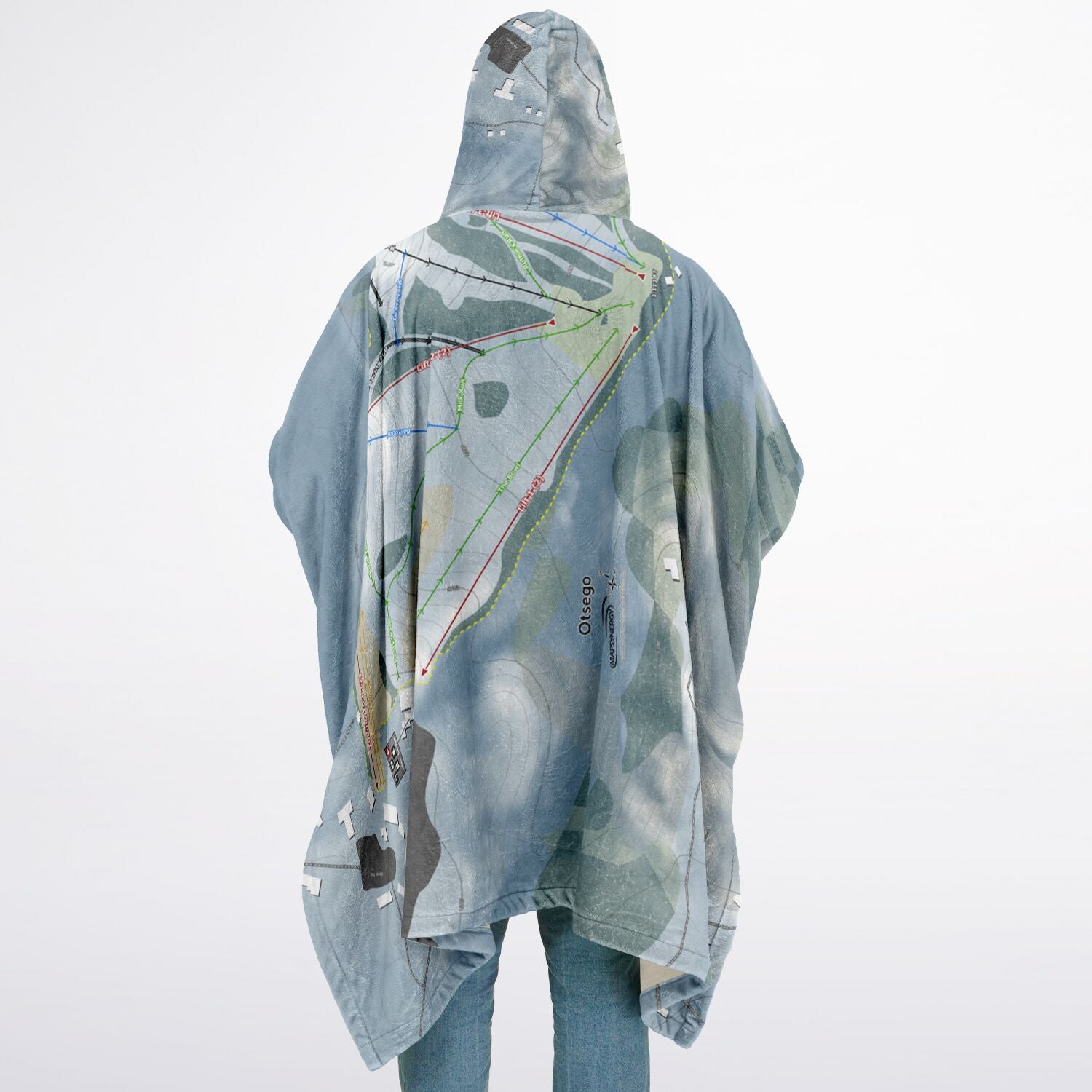 Otsego, Michigan Ski Resort Map Flannel Blanket Poncho