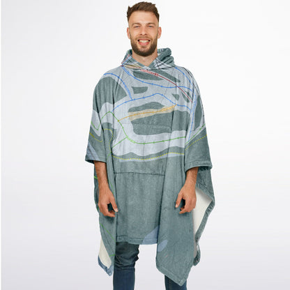Fairmont Hot Springs, British Columbia Ski Resort Map Flannel Blanket Poncho
