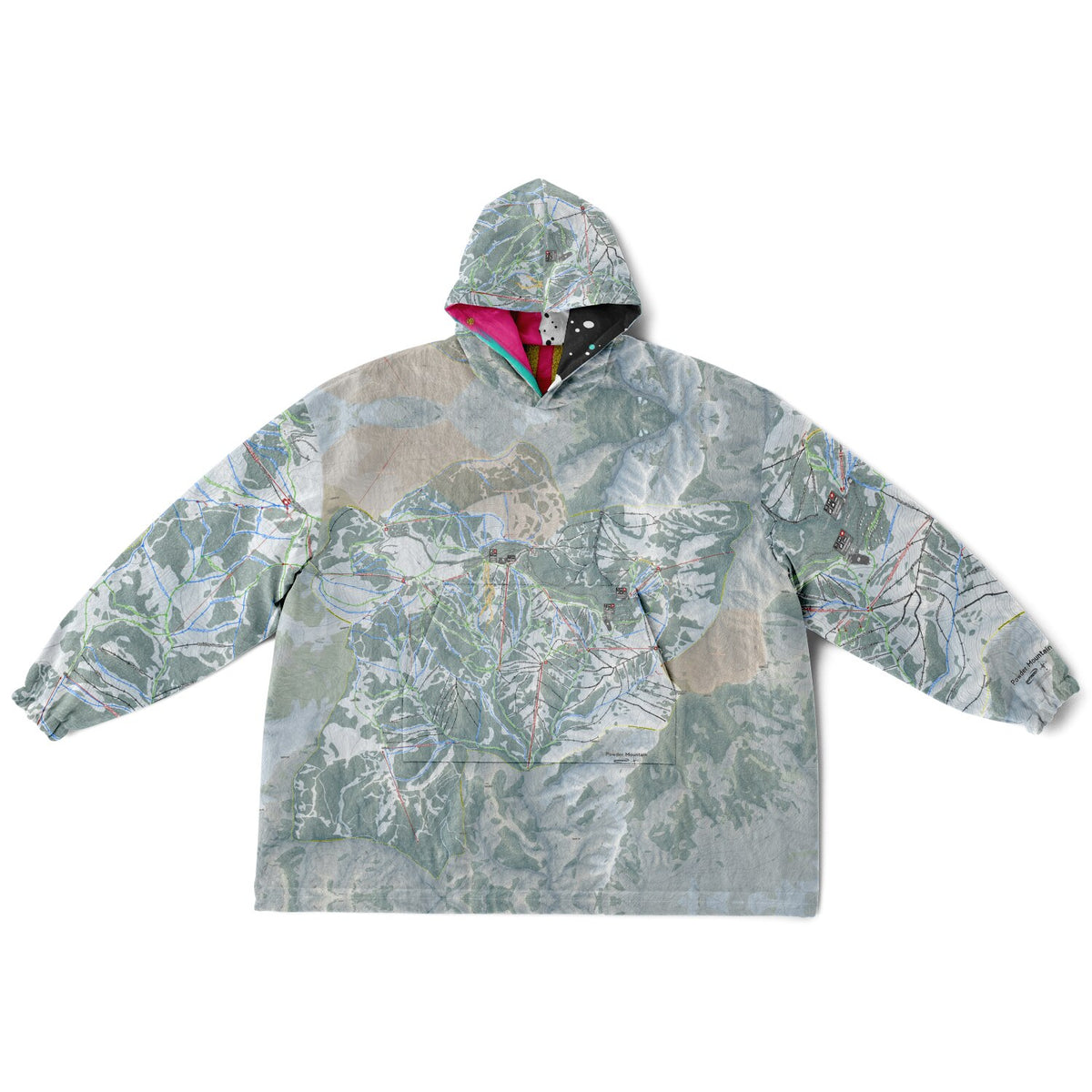 Powder Mountain, Utah Ski Resort Map Reversible Snug Hoodie