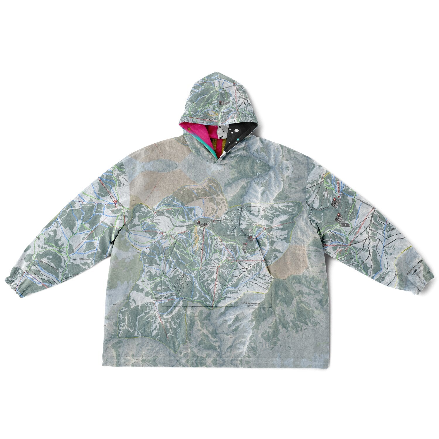 Powder Mountain, Utah Ski Resort Map Reversible Snug Hoodie