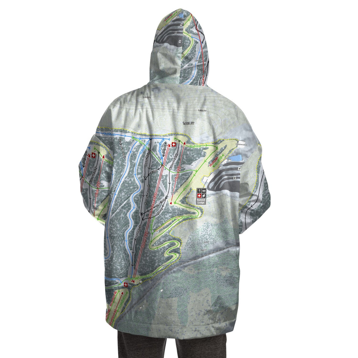 Blue Mountain, Pennsylvania Ski Trail Map Snug Hoodie