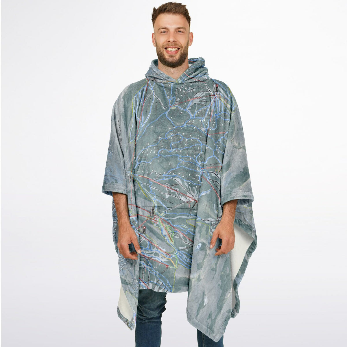 Park City, Utah Ski Resort Map Flannel Blanket Poncho
