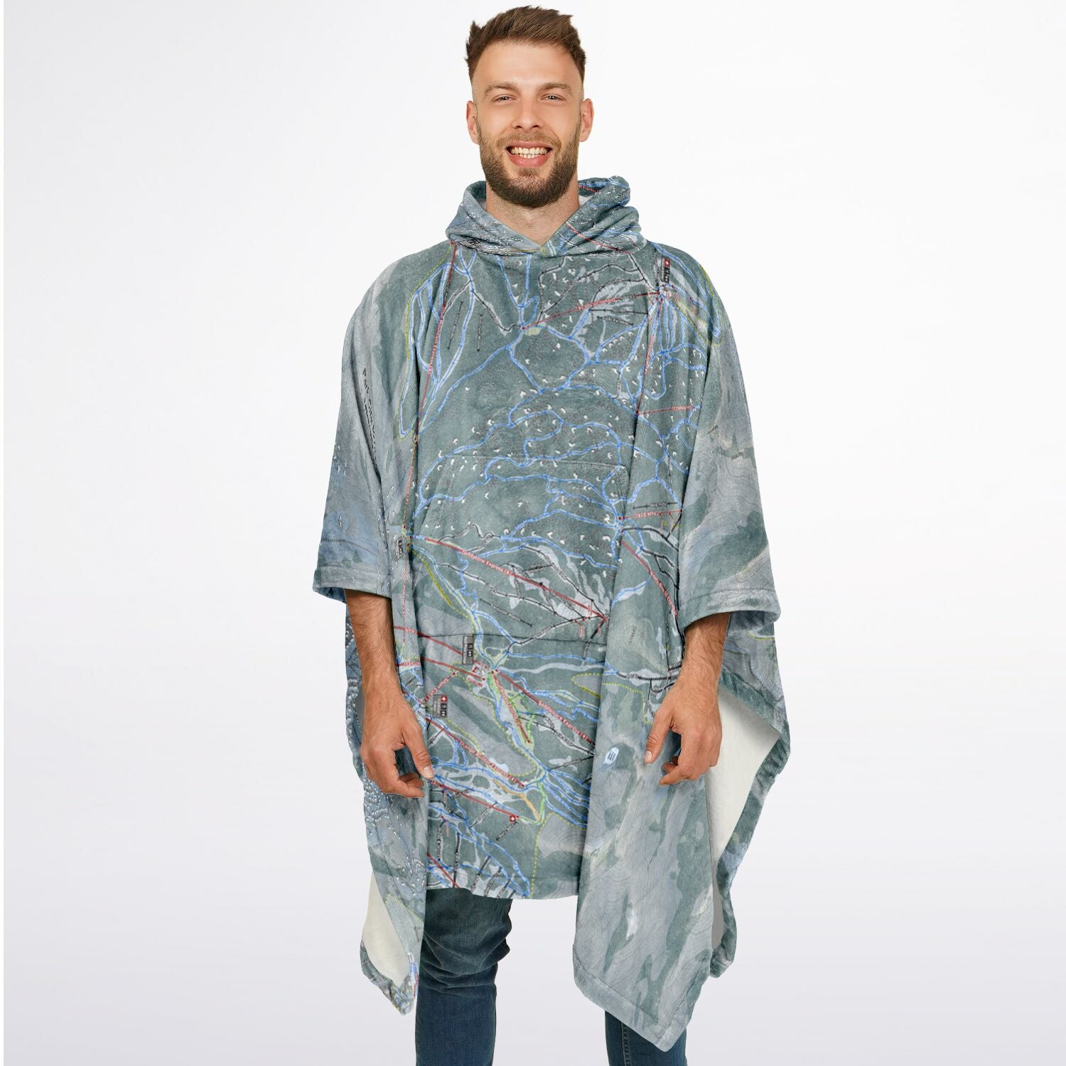 Park City, Utah Ski Resort Map Flannel Blanket Poncho