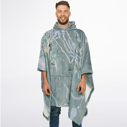 Mt Hood Meadows, Oregon Ski Resort Map Flannel Blanket Poncho