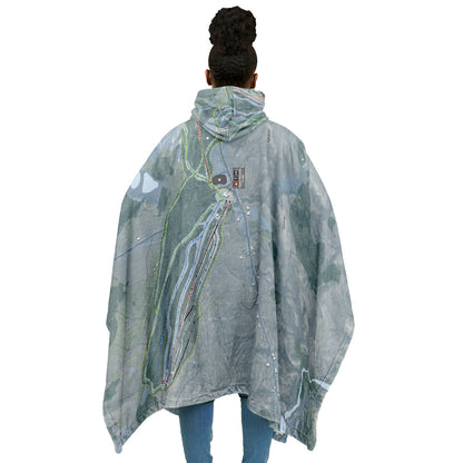 Titus Mountain, New York Ski Resort Map Flannel Blanket Poncho