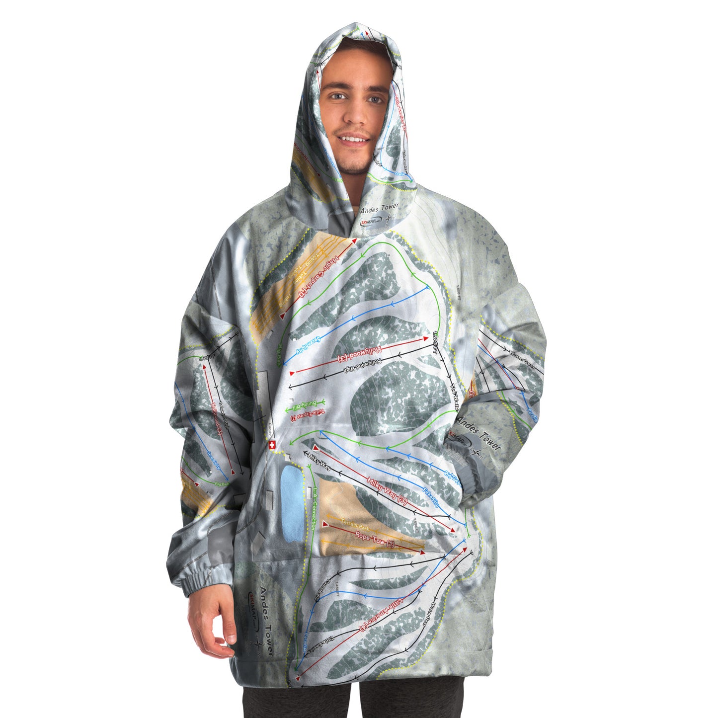 Andes Tower, Minnesota Ski Trail Map Snug Hoodie