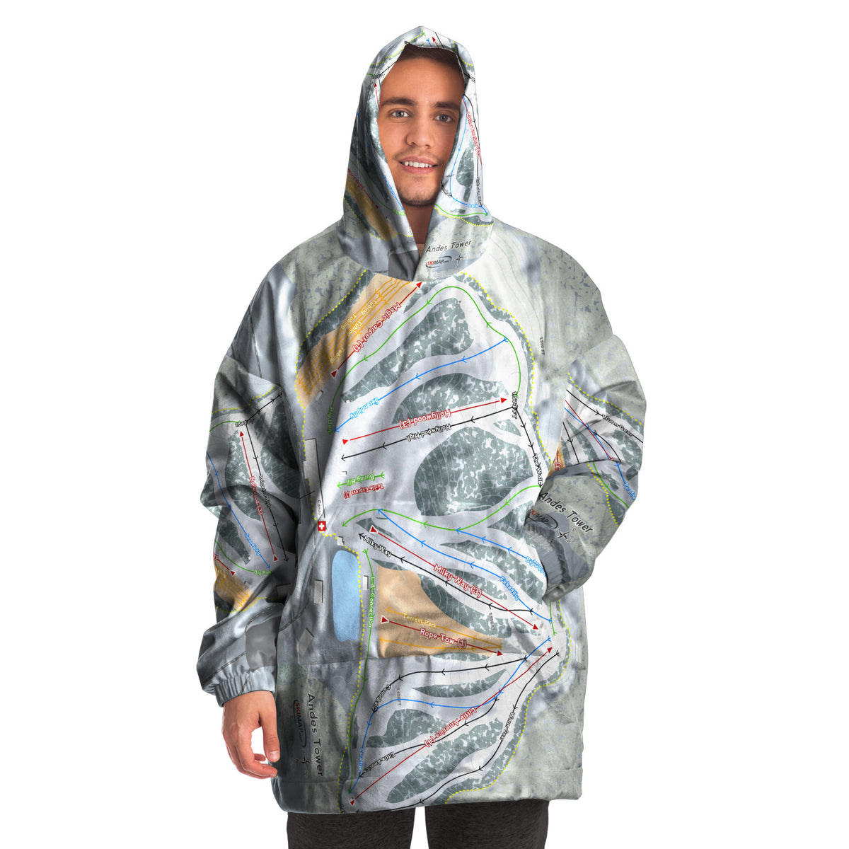 Andes Tower, Minnesota Ski Trail Map Snug Hoodie