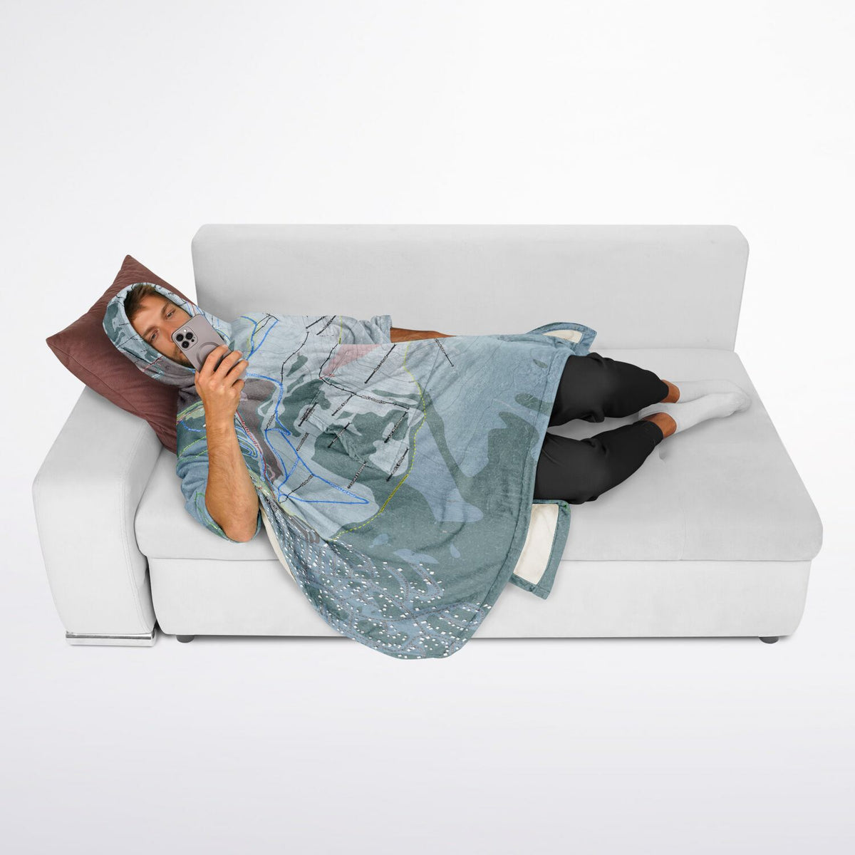 Alyeska, Alaska Ski Resort Map Flannel Blanket Poncho