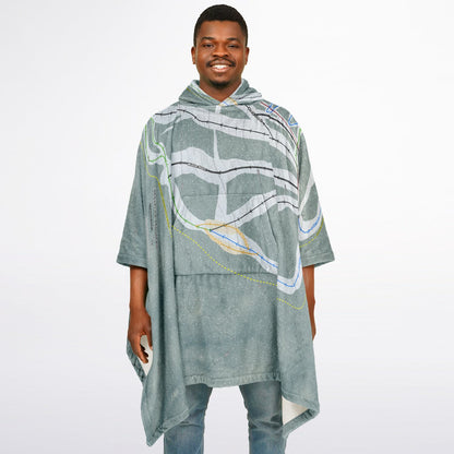 Maverick Mountain, Montana Ski Resort Map Flannel Blanket Poncho