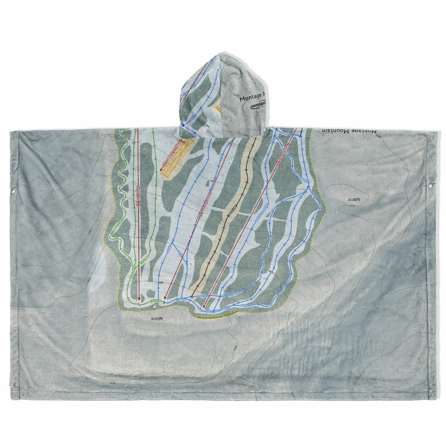 Montage Mountain, Pennsylvania Ski Resort Map Flannel Blanket Poncho