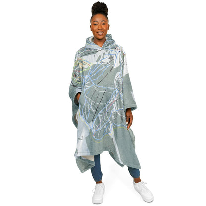Great Divide, Montana Ski Resort Map Flannel Blanket Poncho