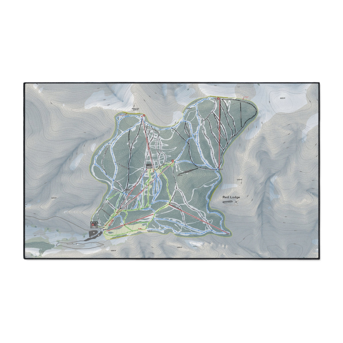 Red Lodge, Montana Ski Resort Map Heavy Duty Floor Mat