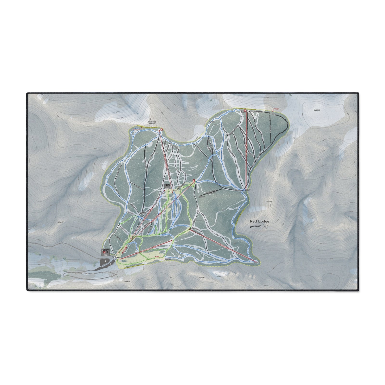 Red Lodge, Montana Ski Resort Map Heavy Duty Floor Mat