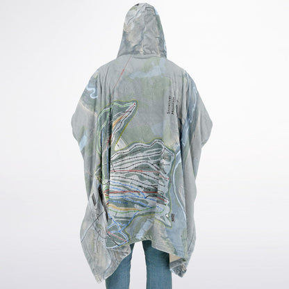 Snowriver Mountain, Michigan Ski Resort Map Flannel Blanket Poncho