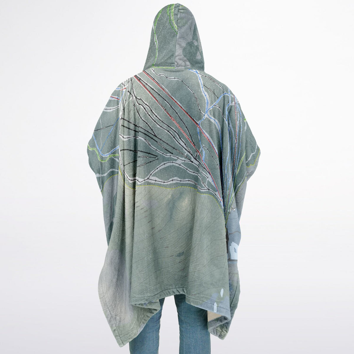 Mont Sainte-Anne, Quebec Ski Resort Map Flannel Blanket Poncho
