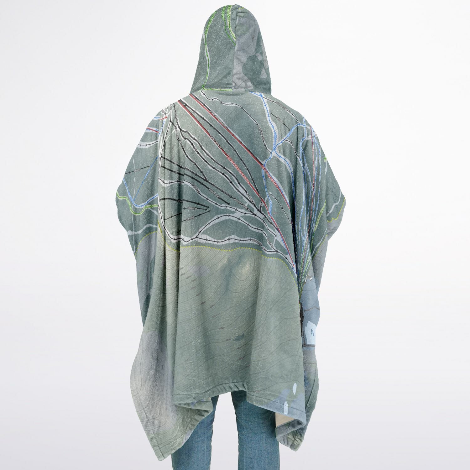 Mont Sainte-Anne, Quebec Ski Resort Map Flannel Blanket Poncho