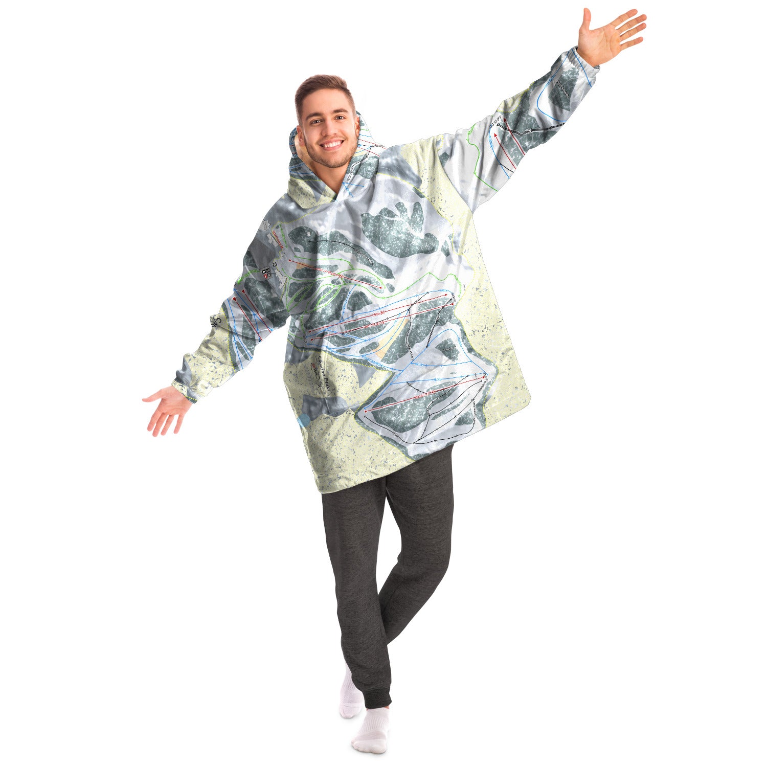 Caberfae Peaks, Michigan Ski Trail Map Snug Hoodie