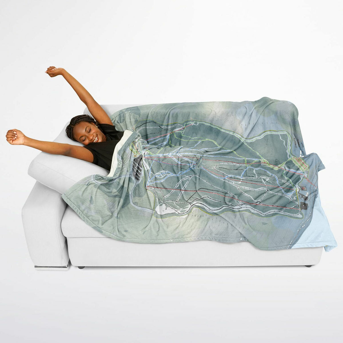 Le Massif De Charlevoix, Quebec Ski Resort Map Flannel Blanket Poncho