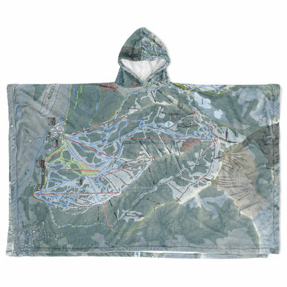 Big Cottonwood Canyon, Utah Ski Resort Map Flannel Blanket Poncho