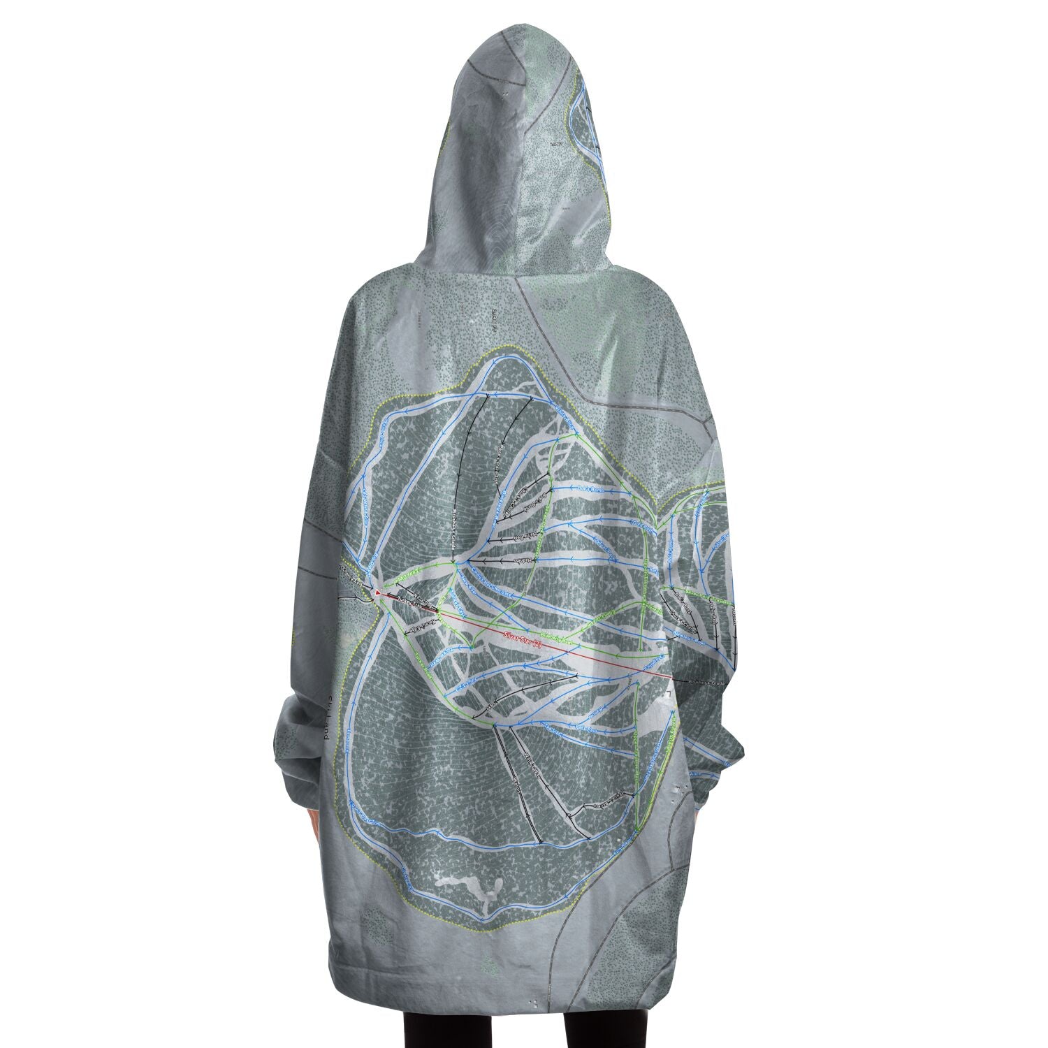 Ski Land, Alaska Ski Trail Map Snug Hoodie