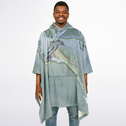 Manning Park, British Columbia Ski Resort Map Flannel Blanket Poncho