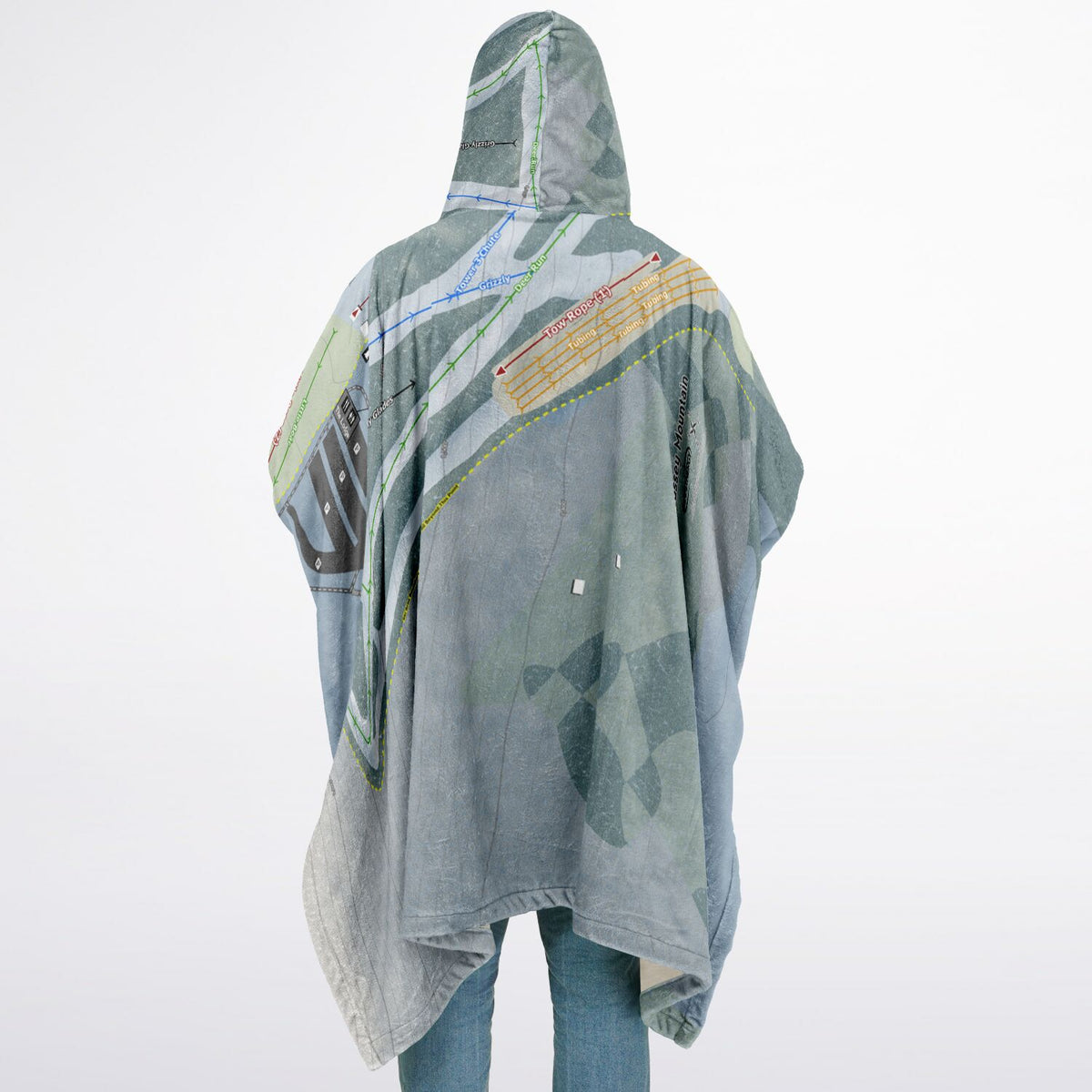 Tussey Mountain, Pennsylvania Ski Resort Map Flannel Blanket Poncho