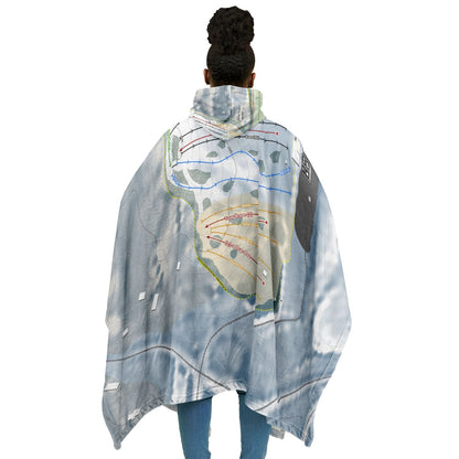 Snow Snake, Michigan Ski Resort Map Flannel Blanket Poncho