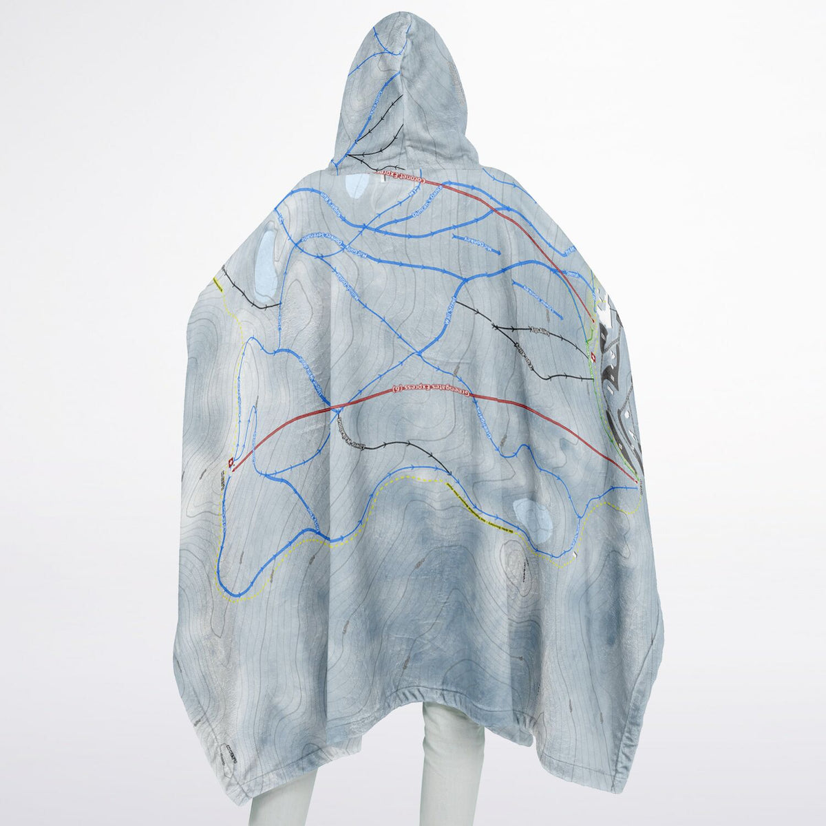 Coronet Peak, New Zealand Ski Resort Map Flannel Blanket Poncho - Powderaddicts