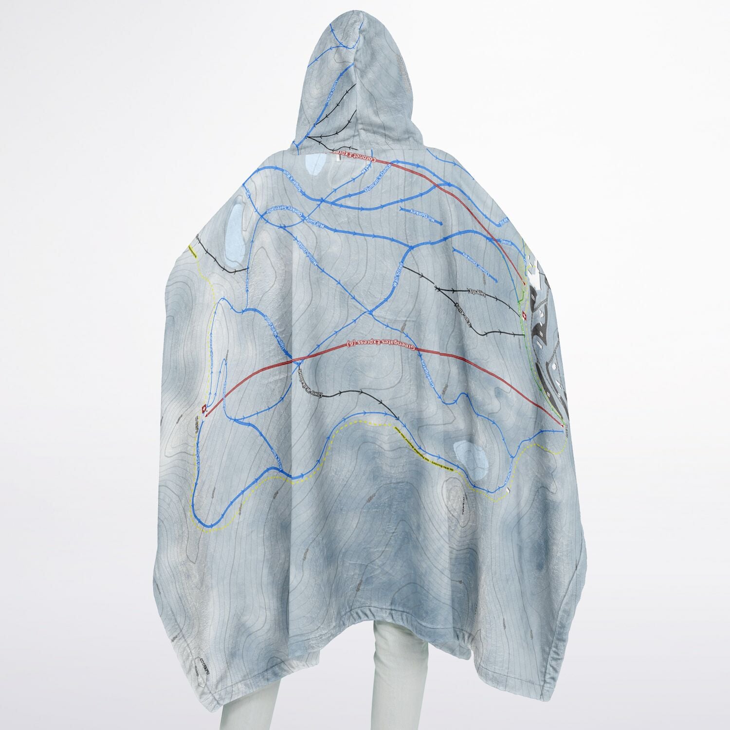 Coronet Peak, New Zealand Ski Resort Map Flannel Blanket Poncho - Powderaddicts